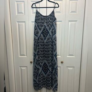 Express Navy and White Geometric Maxi Dress